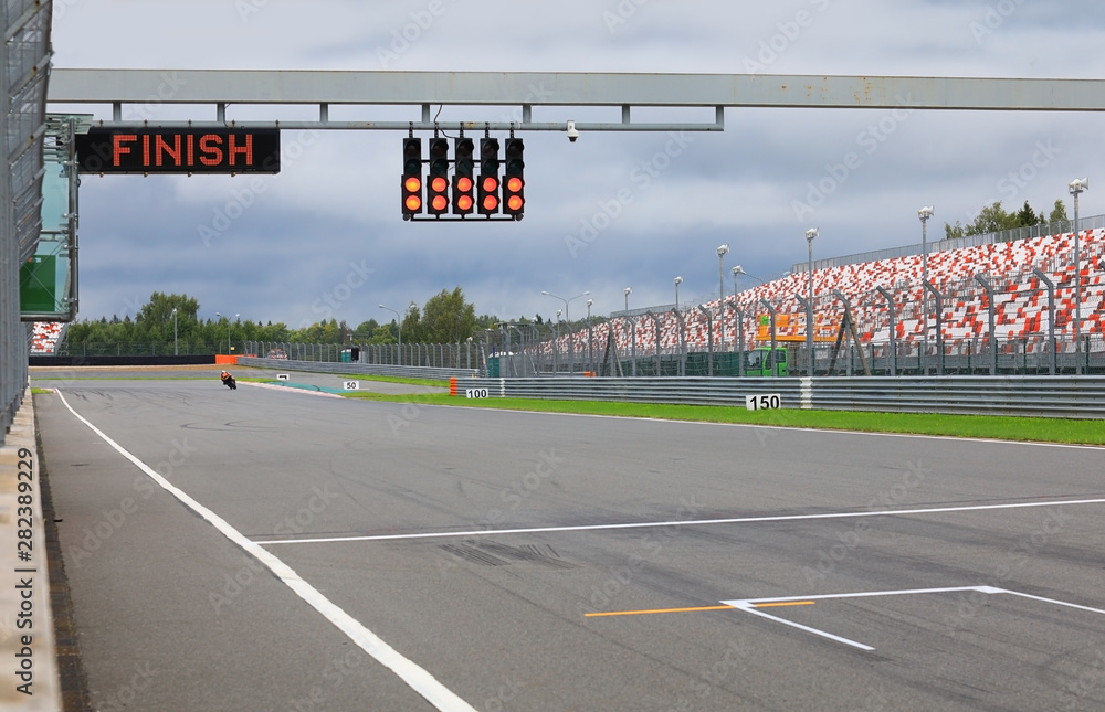 Race circuit finish line perspective