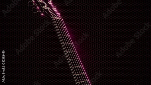 electric guitar in the hologram with bright lights photo