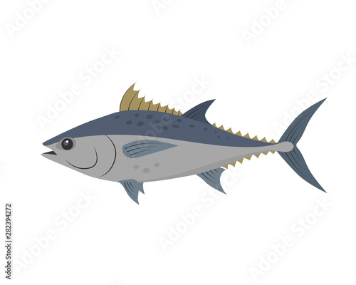 Tuna fish vector illustration in flat design isolated on white background.