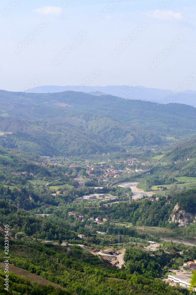 Landscape view from the Monte Adone, a high point of observation on the route 