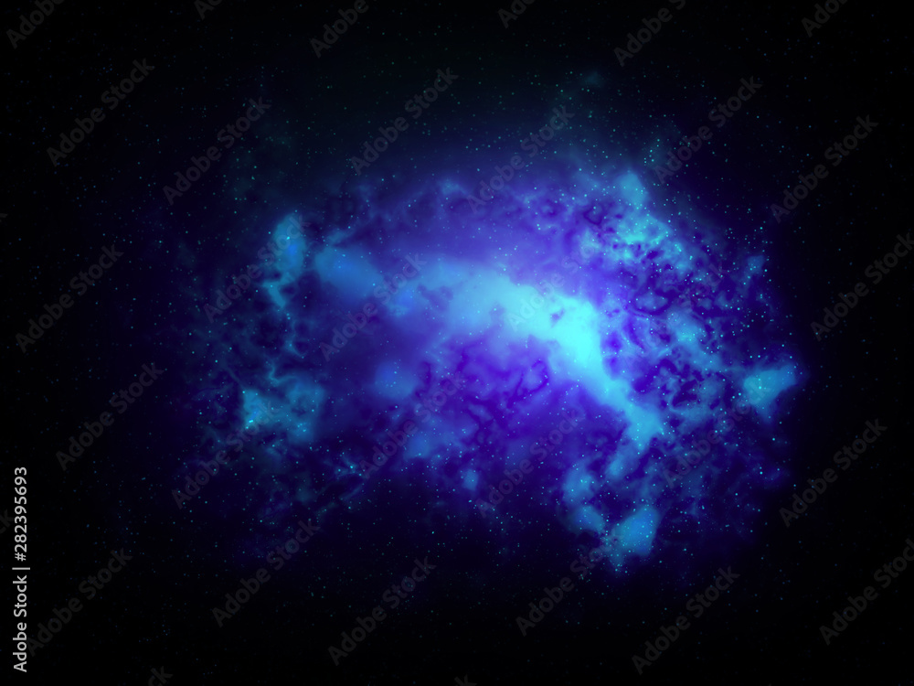 Cloudy Dark Blue Nebula Space Dust with Stars