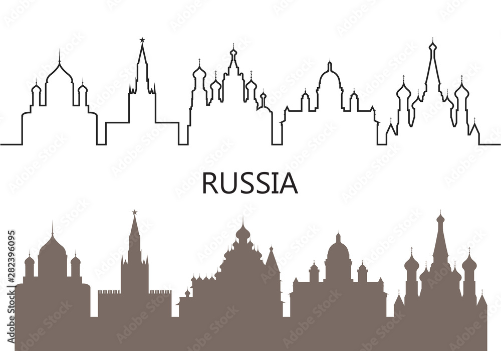 Russia logo. Isolated Russian architecture on white background
