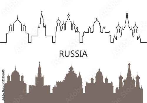 Russia logo. Isolated Russian architecture on white background
