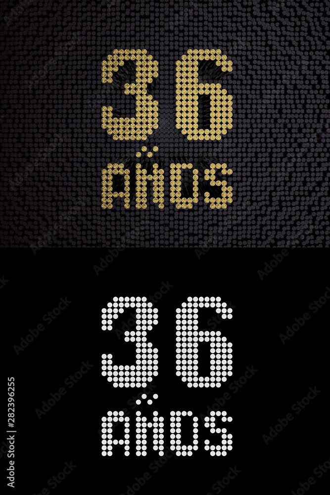 Inscription in Spanish. Golden number 36 years Inscription in Spanish. Golden number 36 years