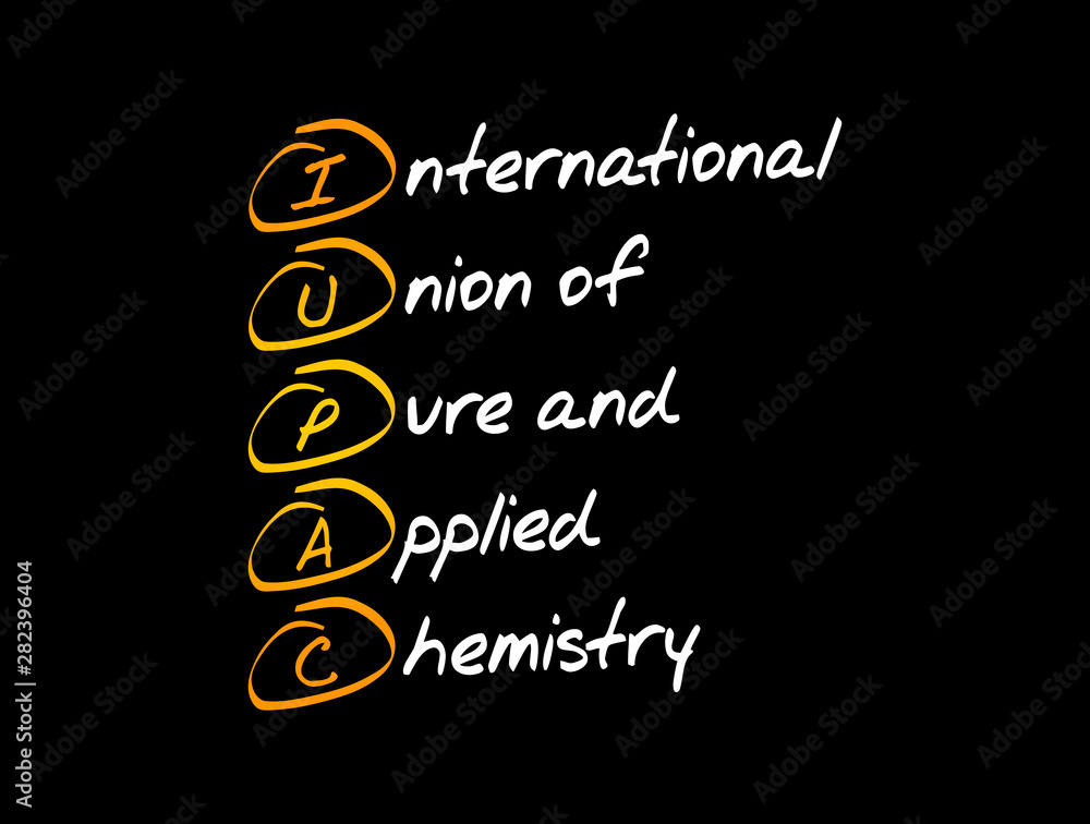 IUPAC - International Union of Pure and Applied Chemistry acronym, concept  background Stock Vector | Adobe Stock