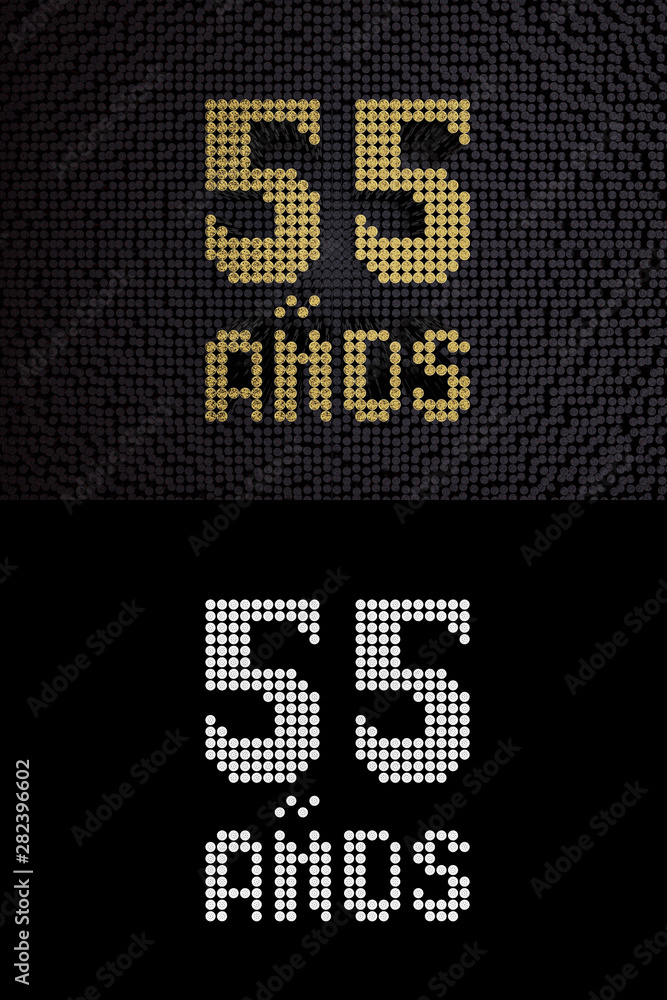 Inscription in Spanish. Golden number 55 years Inscription in Spanish. Golden number 55 years