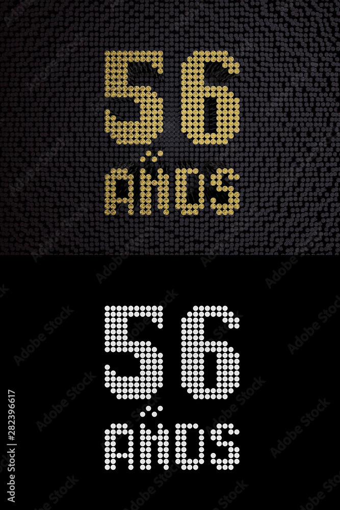 Inscription in Spanish. Golden number 56 years Inscription in Spanish. Golden number 56 years