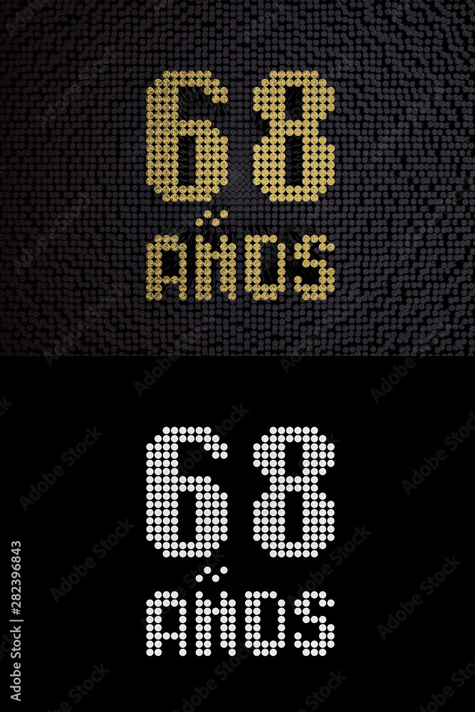 Inscription in Spanish. Golden number 68 years Inscription in Spanish. Golden number 68 years
