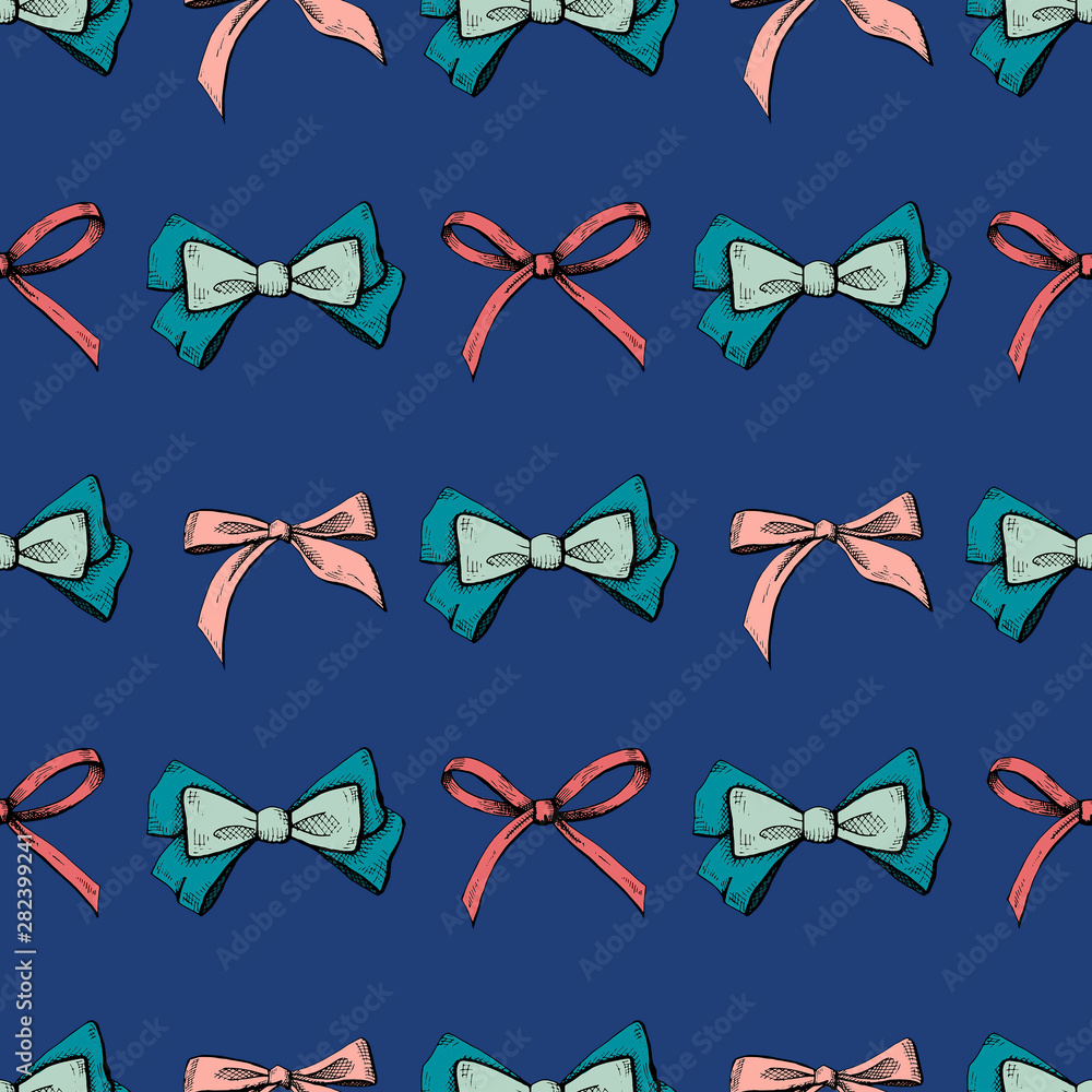 bow, pattern, seamless, multi-colored bow, bright bow, graphics
