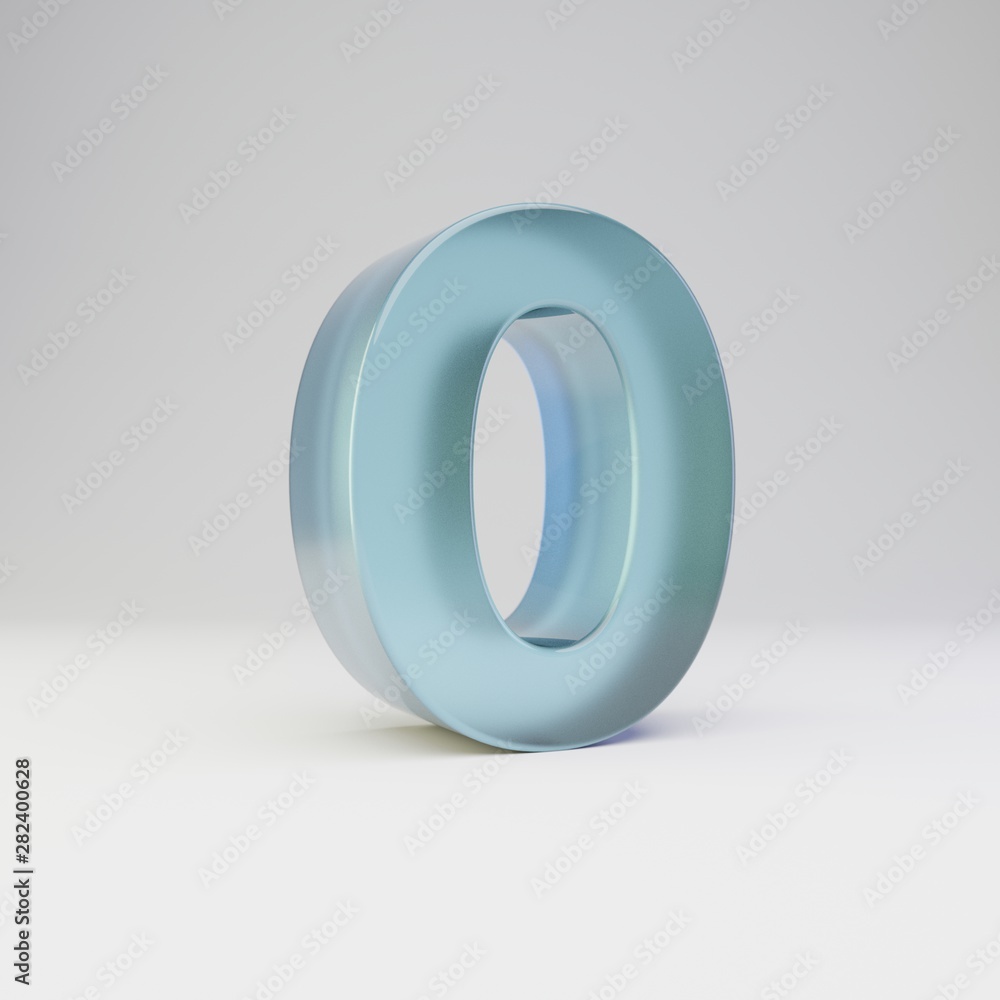 Ice 3d number 0. Transparent ice font with glossy reflections and shadow isolated on white background. Ice 3d number 0. Transparent ice font with glossy reflections and shadow isolated on white background.