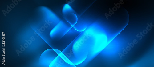 Blue neon round shapes techno background