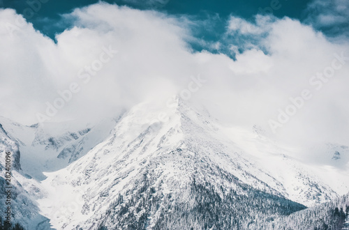 Snow-covered tops of Tatra mountains near Zakopane