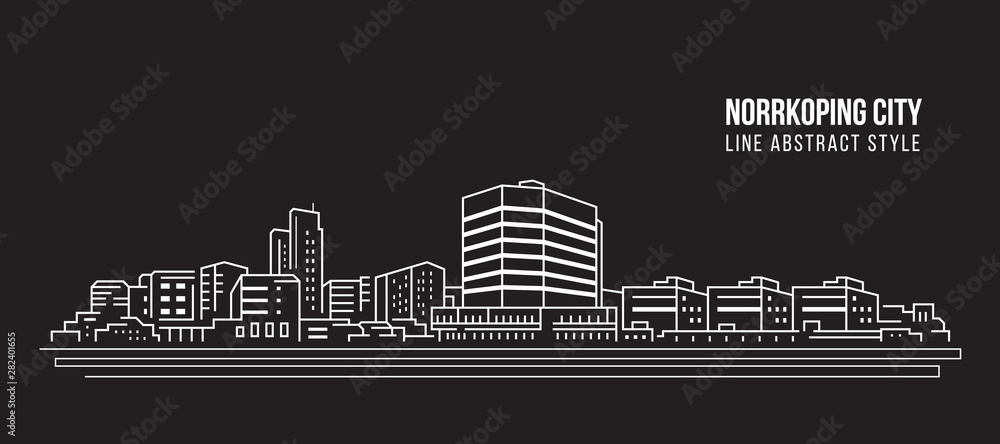 Cityscape Building Line art Vector Illustration design - Norrkoping city