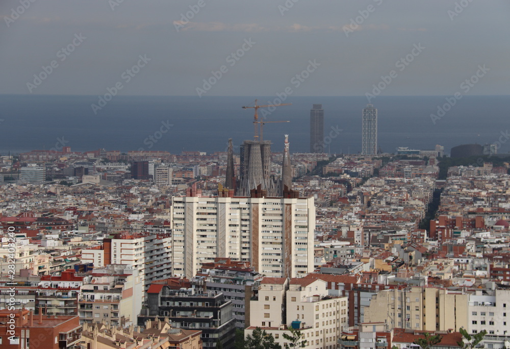 Paysage urbain et mer à Barcelone, Espagne