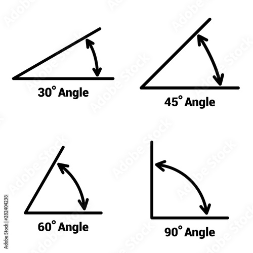 Angles icons set on white background. Vector