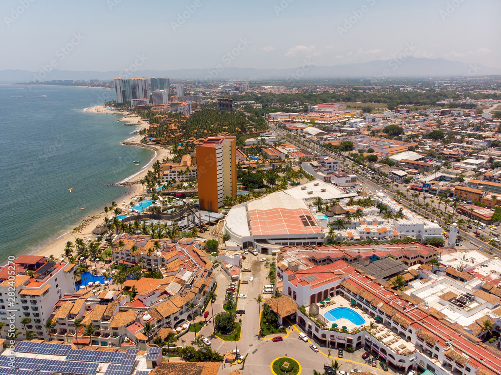 Aerial photos of the beautiful town of Puerto Vallarta in Mexico, the town is on the Pacific coast in the state known as Jalisco