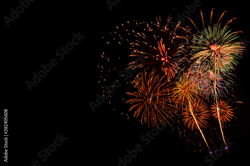 Obraz na plátně Festival Fireworks on Black backgrounds