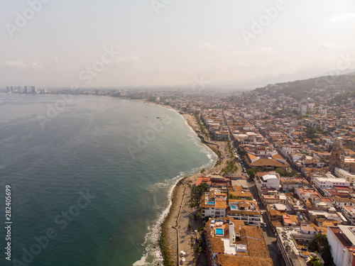 Aerial photos of the beautiful beach and hotels of Puerto Vallarta in Mexico, the town is on the Pacific coast in the state known as Jalisco © Duncan