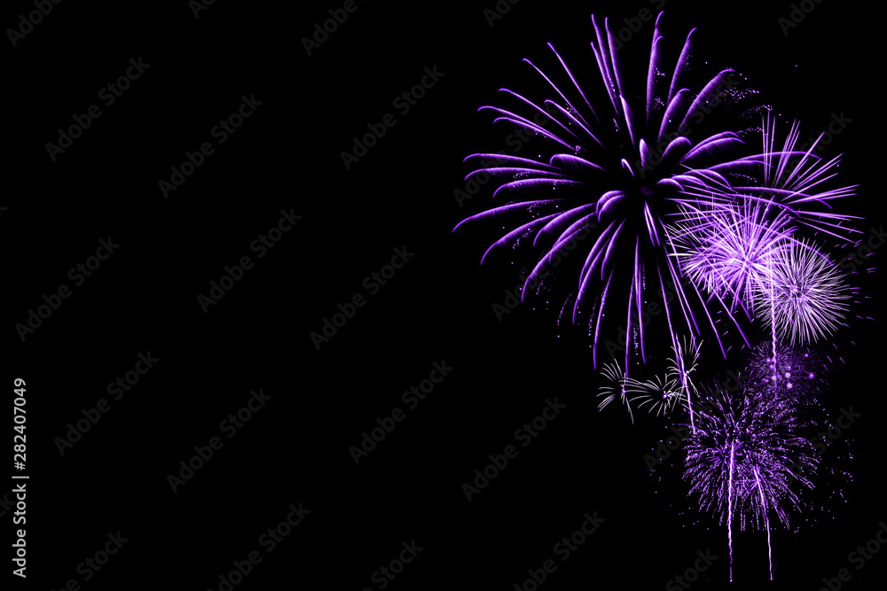 Purple Fireworks in dark background 
