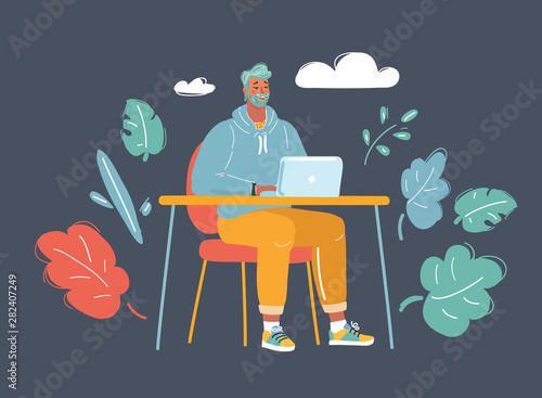 Bearded young businessman working 