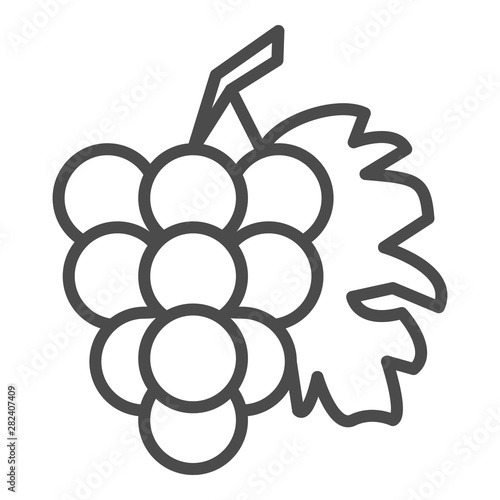 Bunch of grapes with leaf line art vector icon for food apps and websites