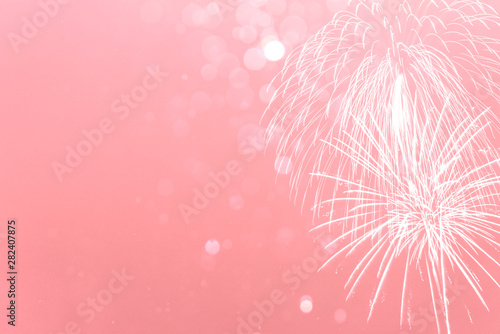 Pink Fireworks with Abstract bokeh background