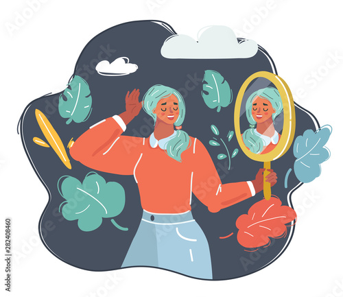 Morning make-up in the mirror.