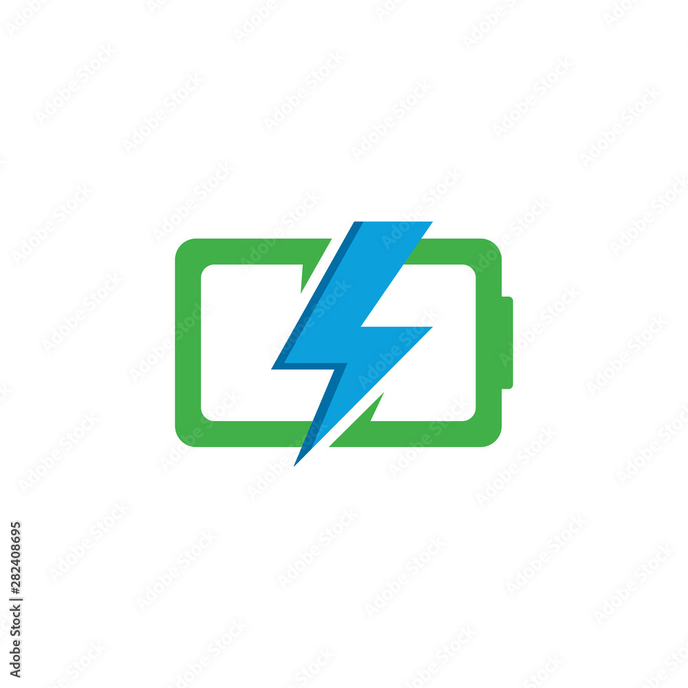 Battery logo vector icon illustration in flat design Battery logo vector icon illustration in flat design