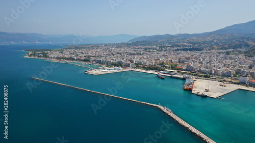 Aerial drone photo of Port and main town of Patras, Achaia, Greece © aerial-drone
