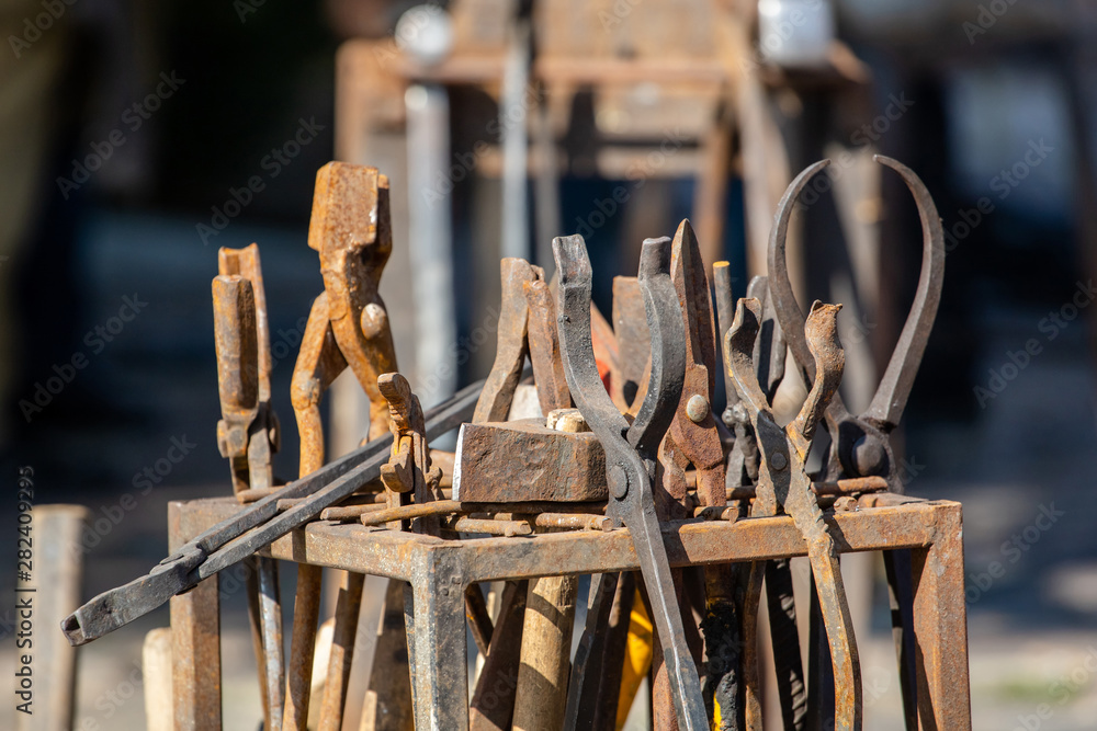 old rusty blacksmith work tools old rusty blacksmith work tools