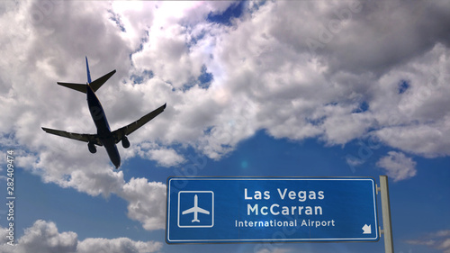Plane landing in Las Vegas McCarran Nevada