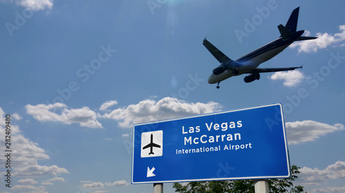 Plane landing in Las Vegas McCarran Nevada