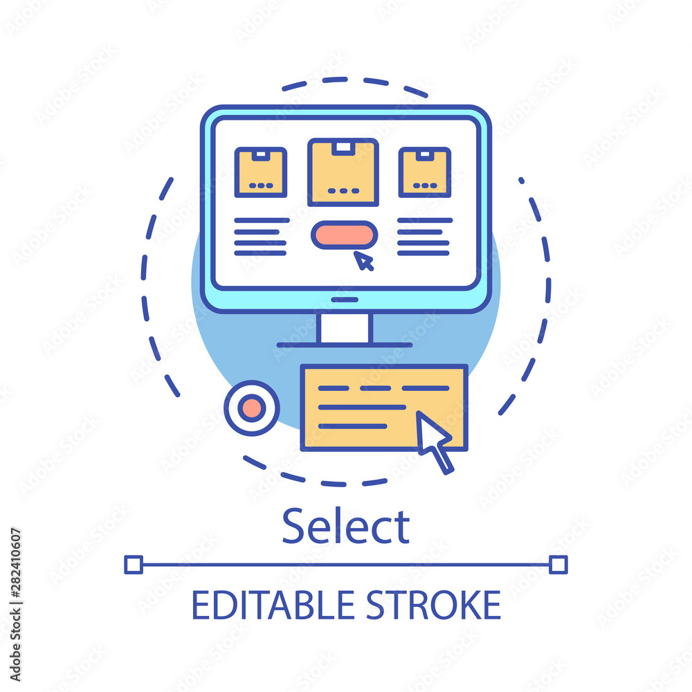 Select Concept Icon Online Shopping Idea Thin Line Illustration E Commerce Business Management Digital Purchase Place Order Payment Options Vector Isolated Outline Drawing Editable Stroke Vector De Stock Adobe Stock