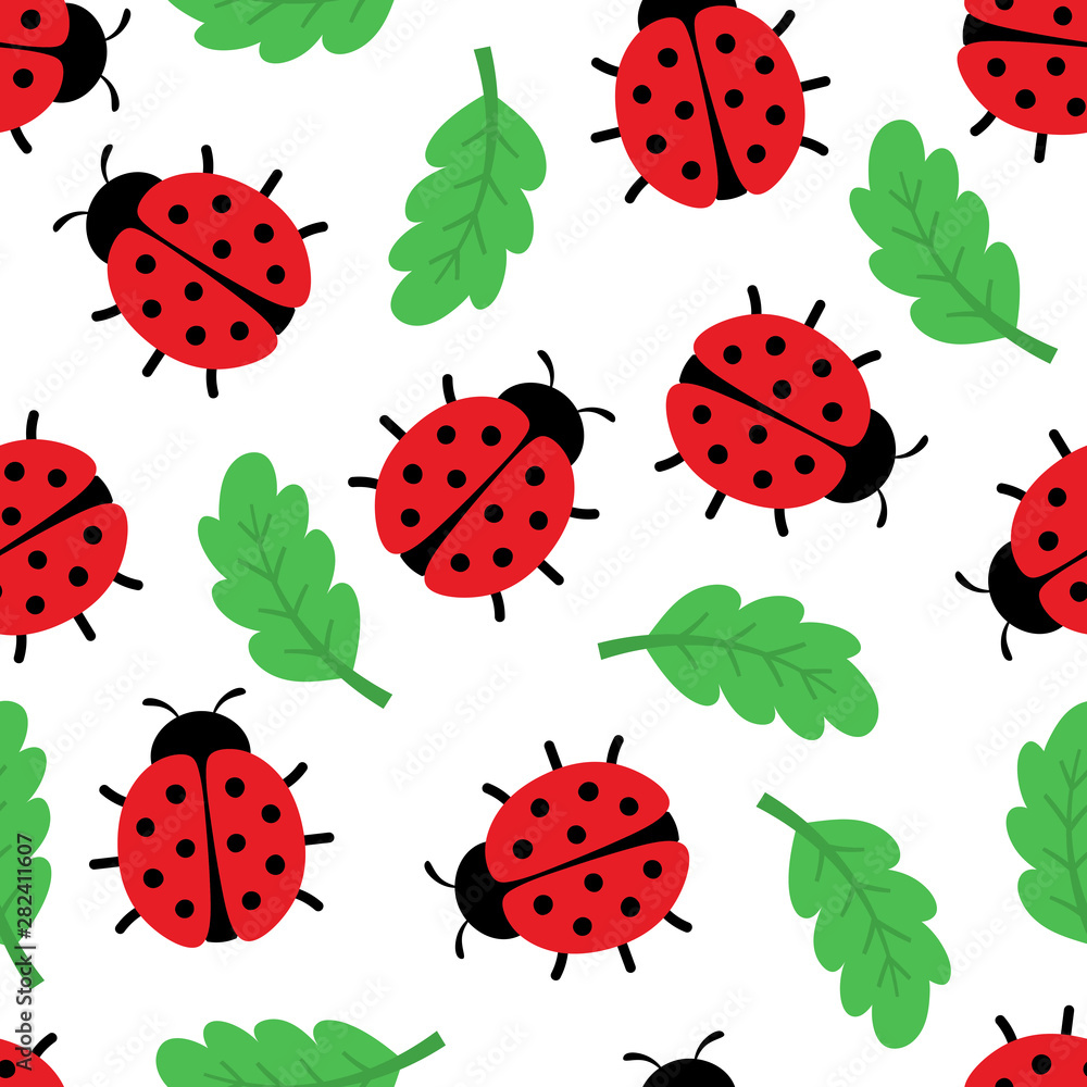 Ladybug seamless pattern, cartoon vector illustration background Stock ...