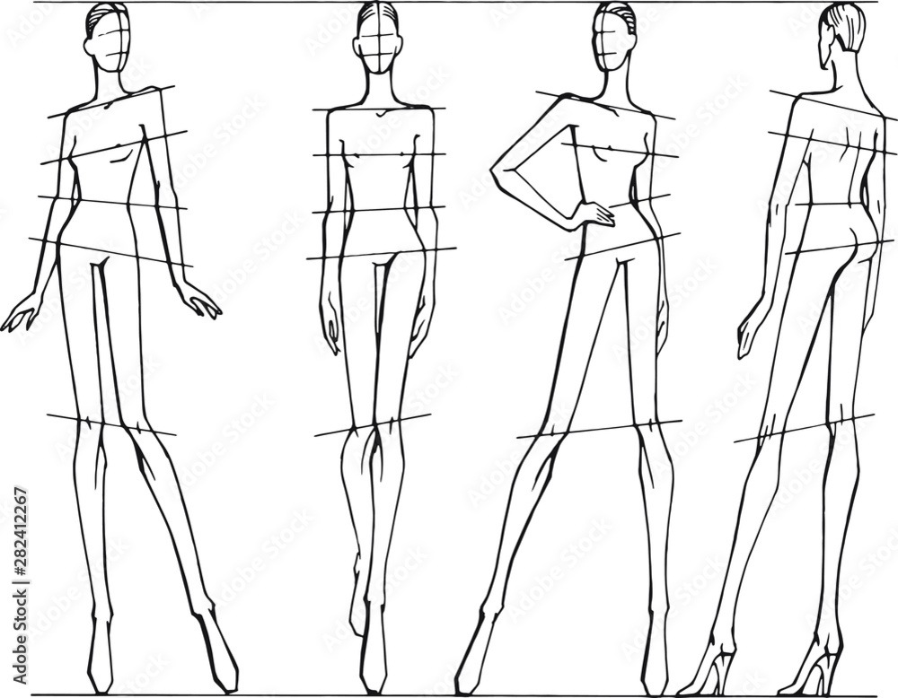 Fashion Sketchbook Figure Drawing Poses for Designers: Fashion sketch  templates with 1930 vintage style blue dress illustration with stars  (Other) - Walmart.com