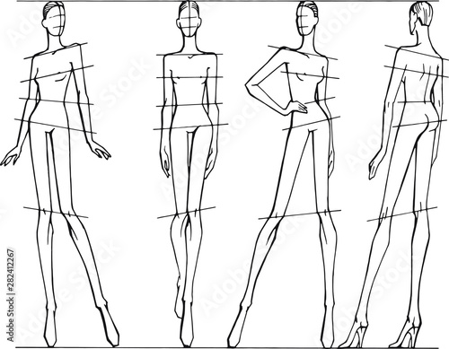 Dekoracja na wymiar  vector-set-of-different-poses-for-drawing-fashion-illustrations-template-for-sketches