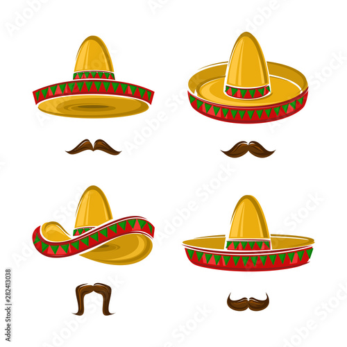 Sombrero set. Collection icon sombrero. Vector