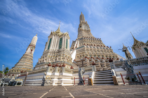 Bangkok, Thailand at Wat Arun Temple, Thai Giant Guardian Statues, On the pagoda within the temple of Arun Famous tourist attractions in Bangkok, Thailand in Asia. photo