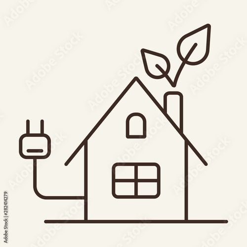 Zero energy building line icon