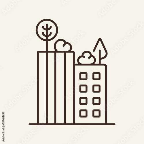 Green roof line icon