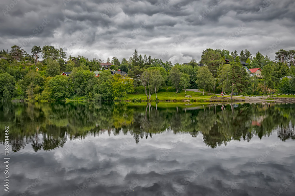 Trondheim Lakeside Reflection