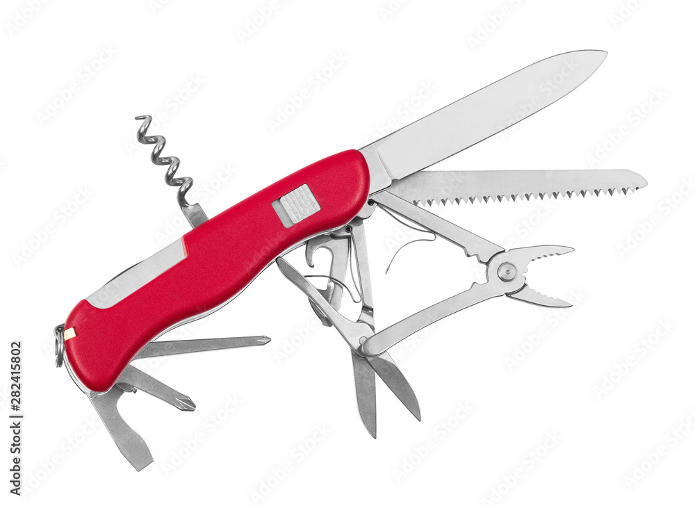Knife multi-tool, isolated on white background Knife multi-tool, isolated on white background