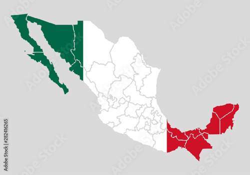 Mapa de México con su bandera.