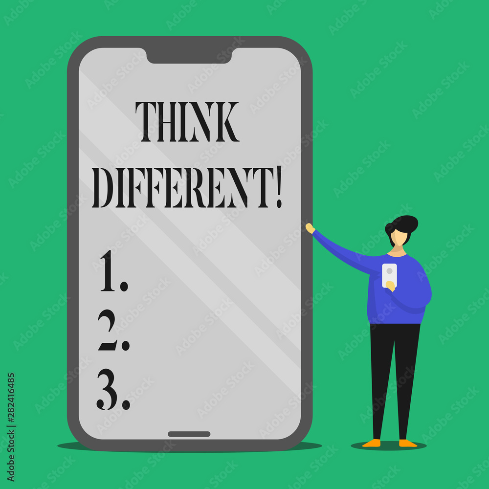 Text sign showing Think Different. Conceptual photo Rethink Change on vision Acquire New Ideas Innovate Text sign showing Think Different. Conceptual photo Rethink Change on vision Acquire New Ideas Innovate
