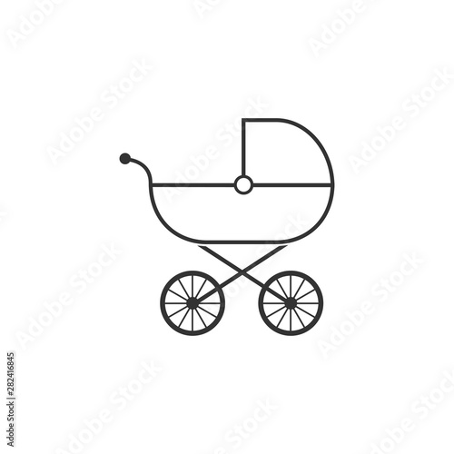Baby, carriage, buggy, pram, stroller, wheel icon. Vector illustration, flat design.