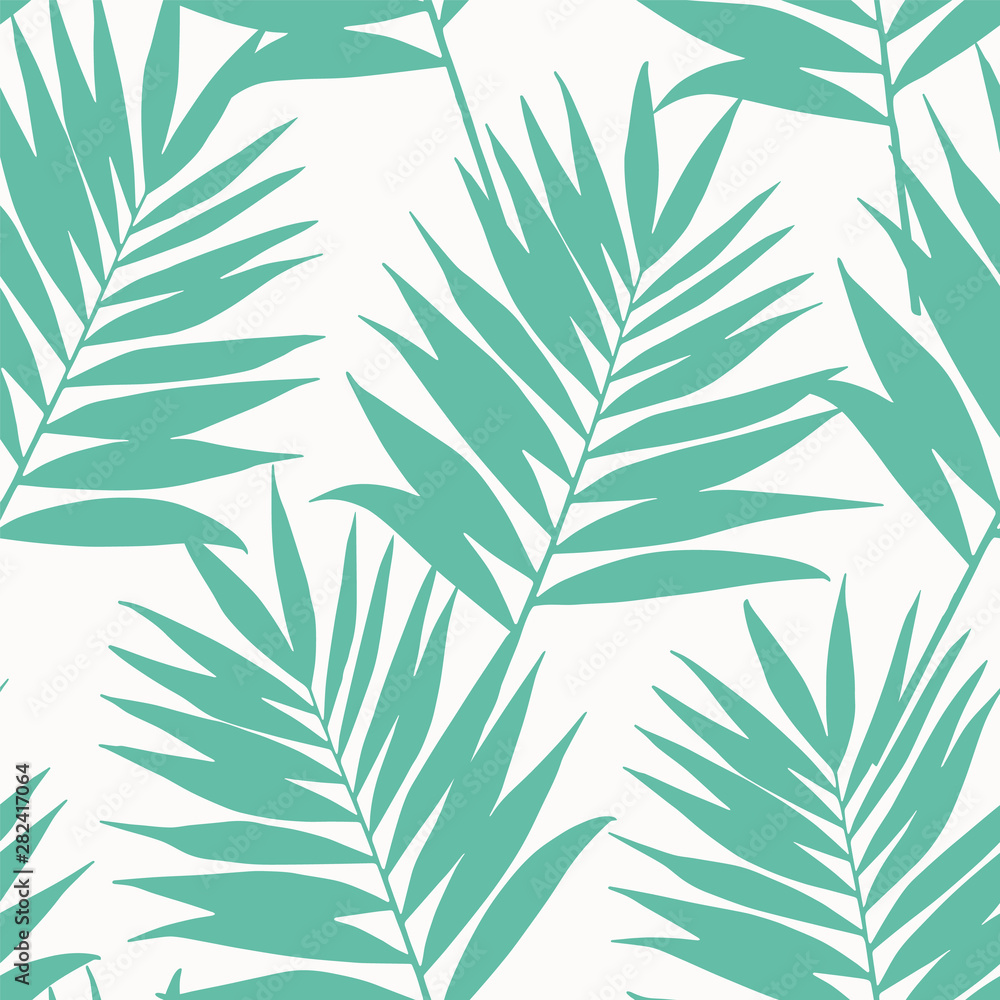 Palm Leaves Pattern. Endless Background. Seamless