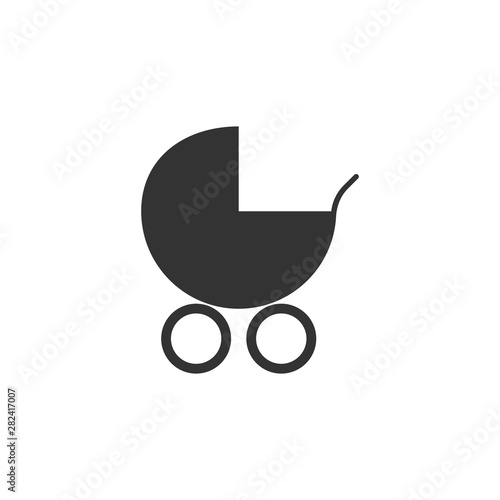 Baby, carriage, buggy, pram, stroller, wheel icon. Vector illustration, flat design.