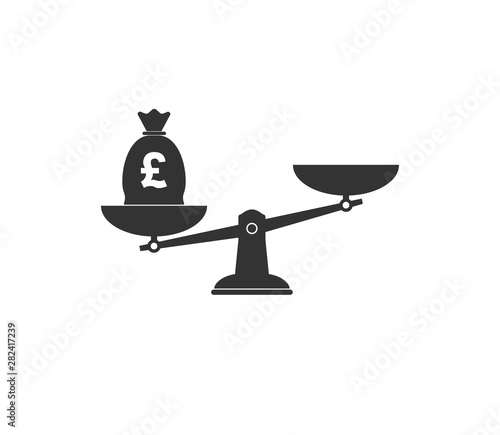 Pound, scale icon. Vector illustration, flat design.