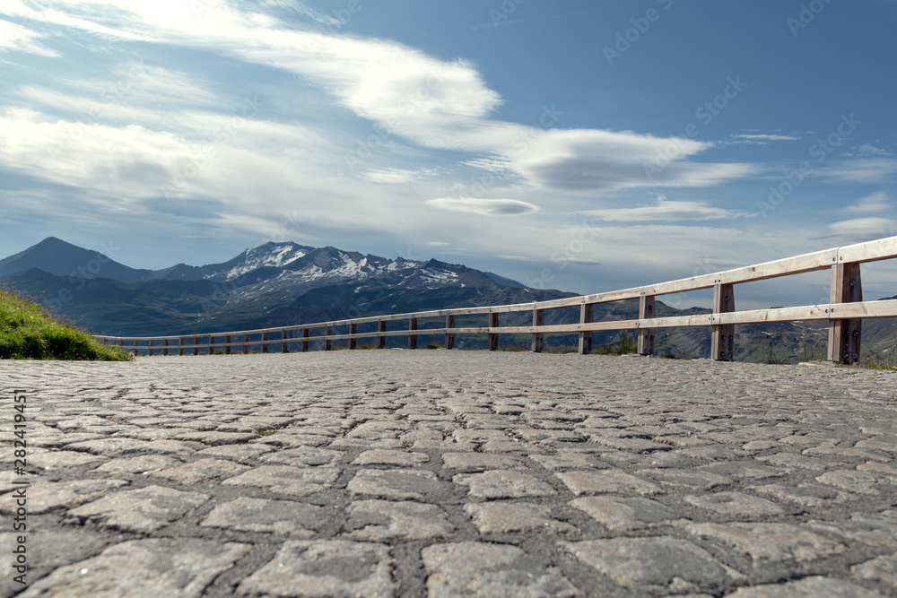 Mountain road with paving stones