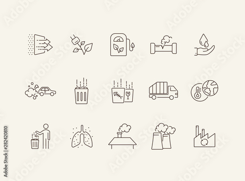 Contamination icons. Set of line icons